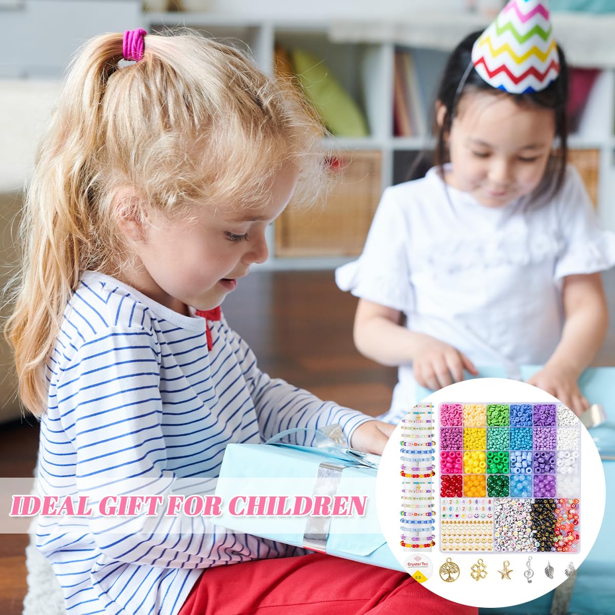 SANNIDHI Beads Kit for Bracelet Making with 24 Colors and 7 Types including Charms | DIY Jewelry Set for Kids and Adults