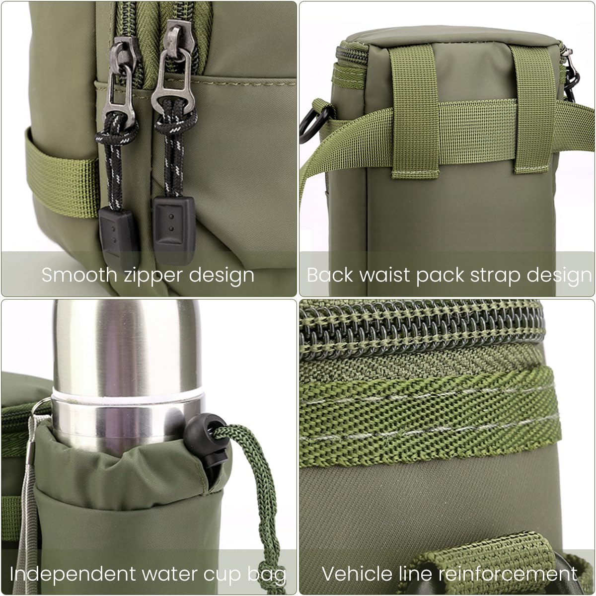 Venzina Waist Bag for Travel with Detachable Water Bottle Holder and Oxford Cloth | Unisex Crossbody for Hiking