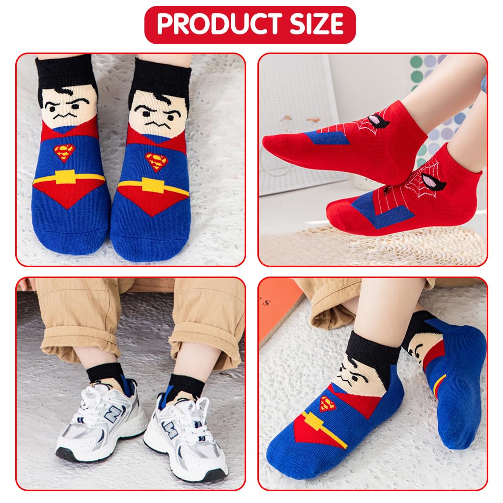 SNOWIE SOFT® 5 Pairs Socks for Kids, Superhero Cotton Boys Socks Cotton Long Socks for Boys Girls, Home Socks Ankle Socks Football Socks All Season Socks, Sports Socks Woolen Socks for Kids 9-12 Years