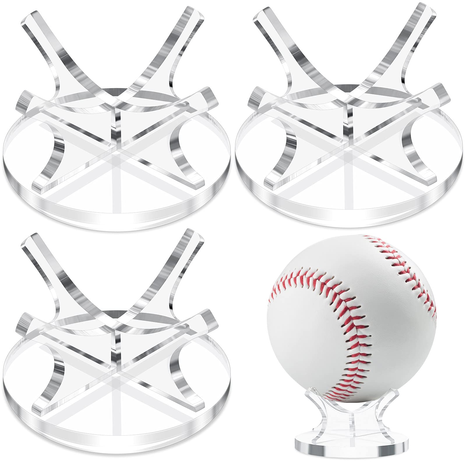 Proberos® 4 Pcs Acrylic Small Ball Stand Holder Sport Ball Display Rack Baseball Display Stand for Baseball Golf Softball Tennis Spheres-Transparent