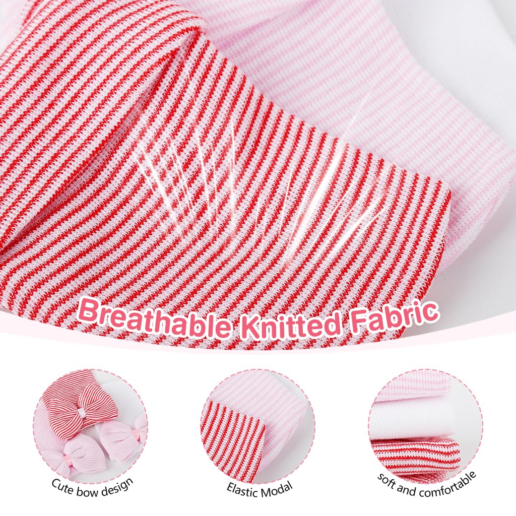 SNOWIE SOFT Baby Caps for Newborns featuring Bow Knot Design and Striped Cotton | 3pcs Gift Set