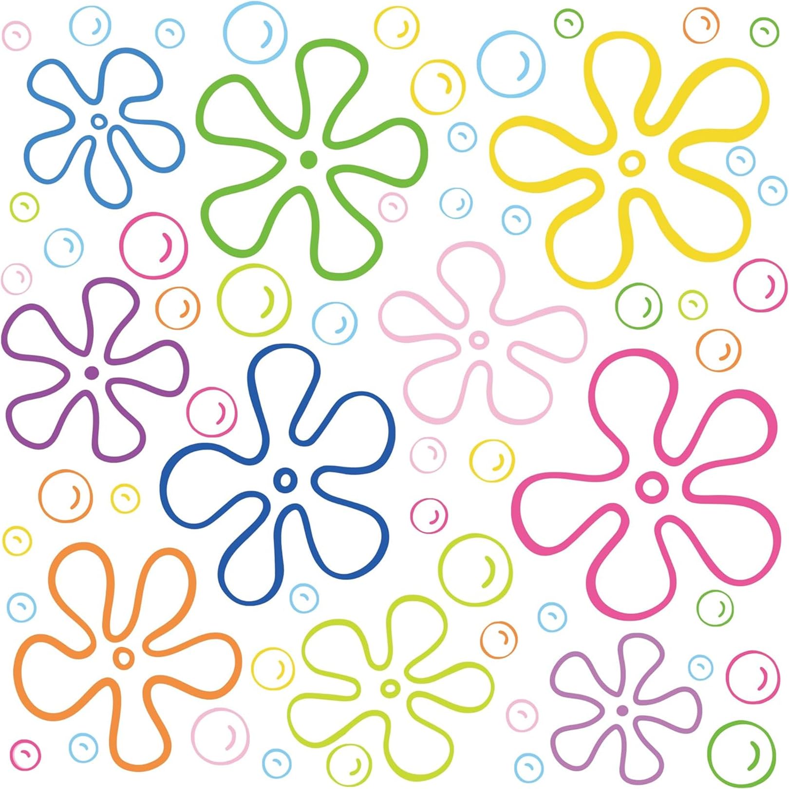 HASTHIP® 1177PCS Flowers and Bubbles Wall Decals