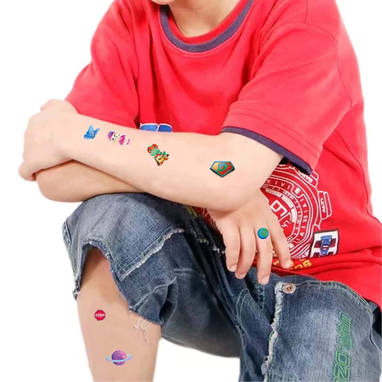 MAYCREATE Temporary Tattoo Stickers for Party Decoration with 18 Sheets Waterproof Design | Fun Cartoon Themes for Kids and Adults