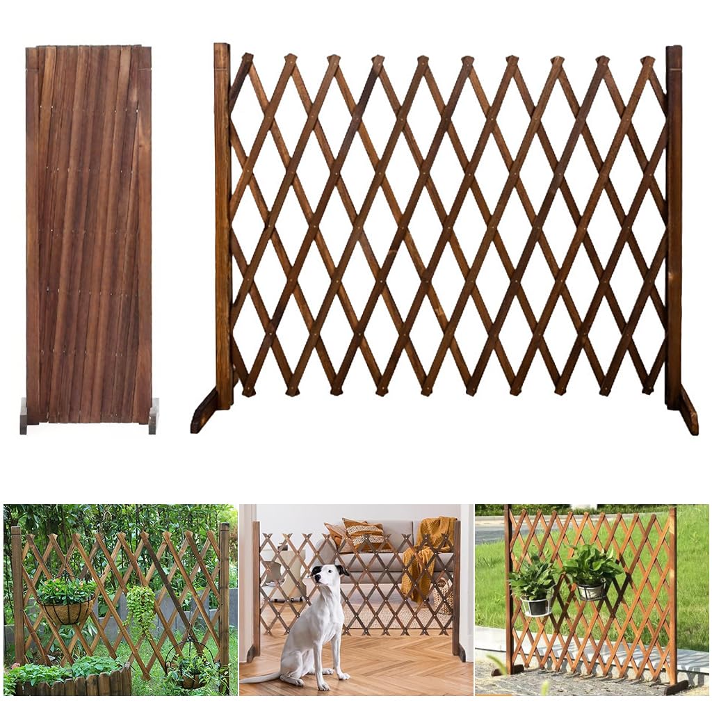 HASTHIP Planter Hanging Rack for Garden or Balcony with Expandable Wooden Fence 160cm x 50cm