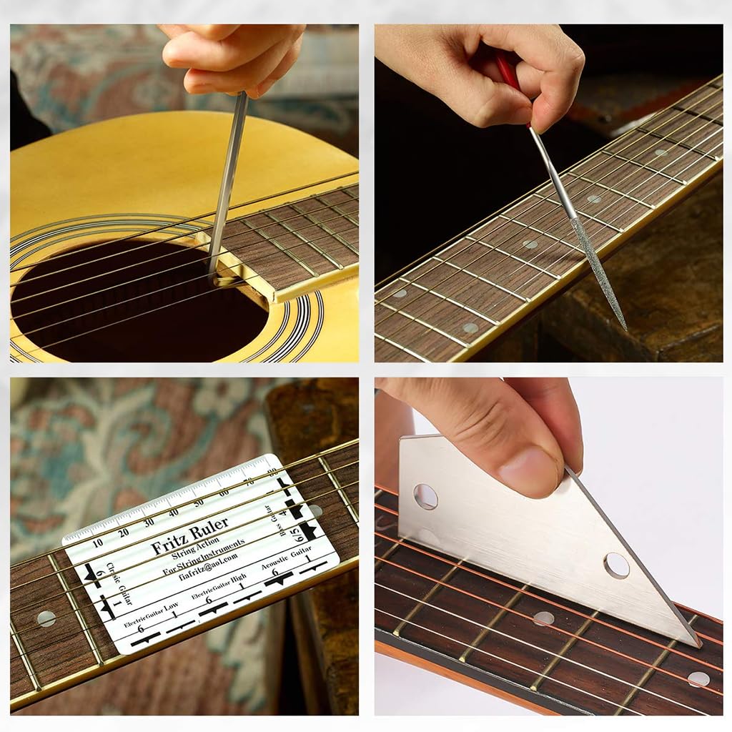HASTHIP Guitar Repair Tool Kit for Setup and Maintenance with 25 in 1 Tools | Includes Fret Ruler and Files