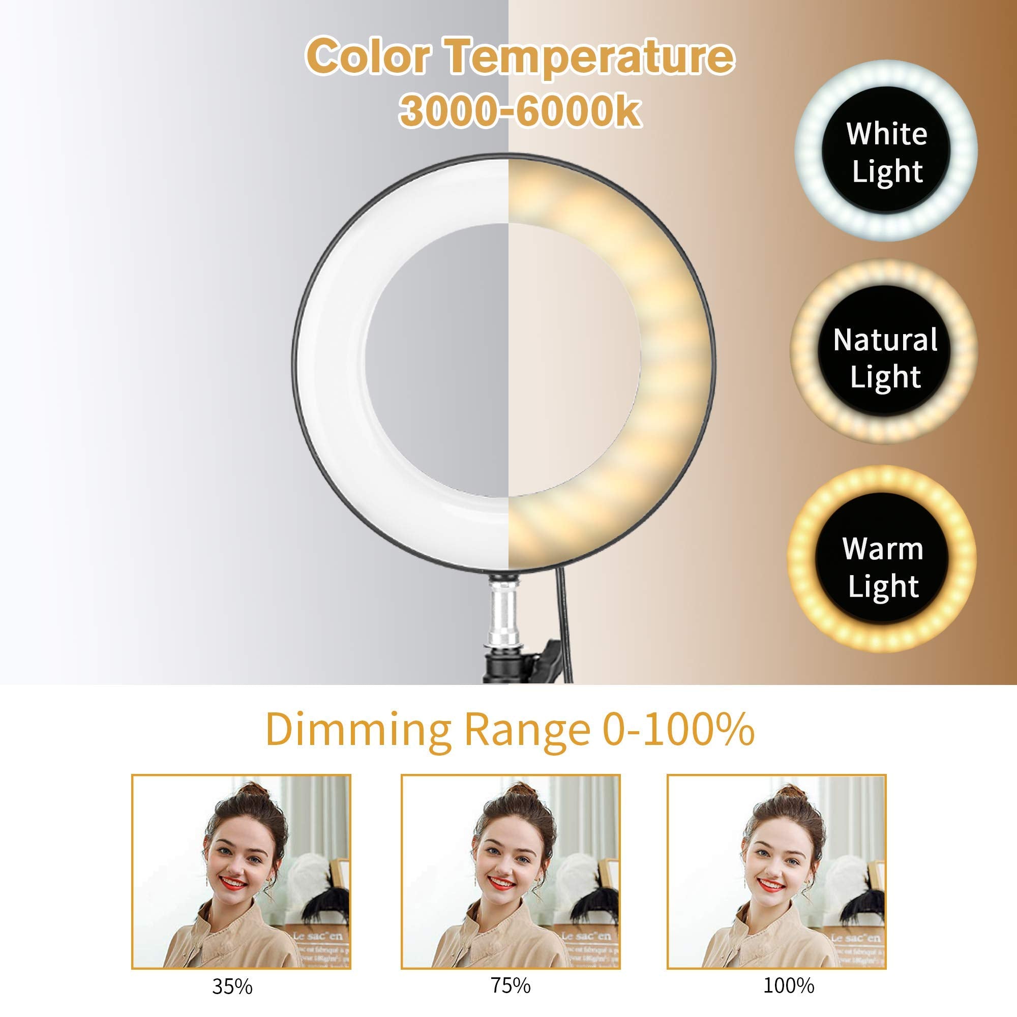 Verilux® Selfie Ring Light for Phone Video Shooting Makeup YouTube Portrait Photography with Mini Tripod and Bluetooth Remote Control