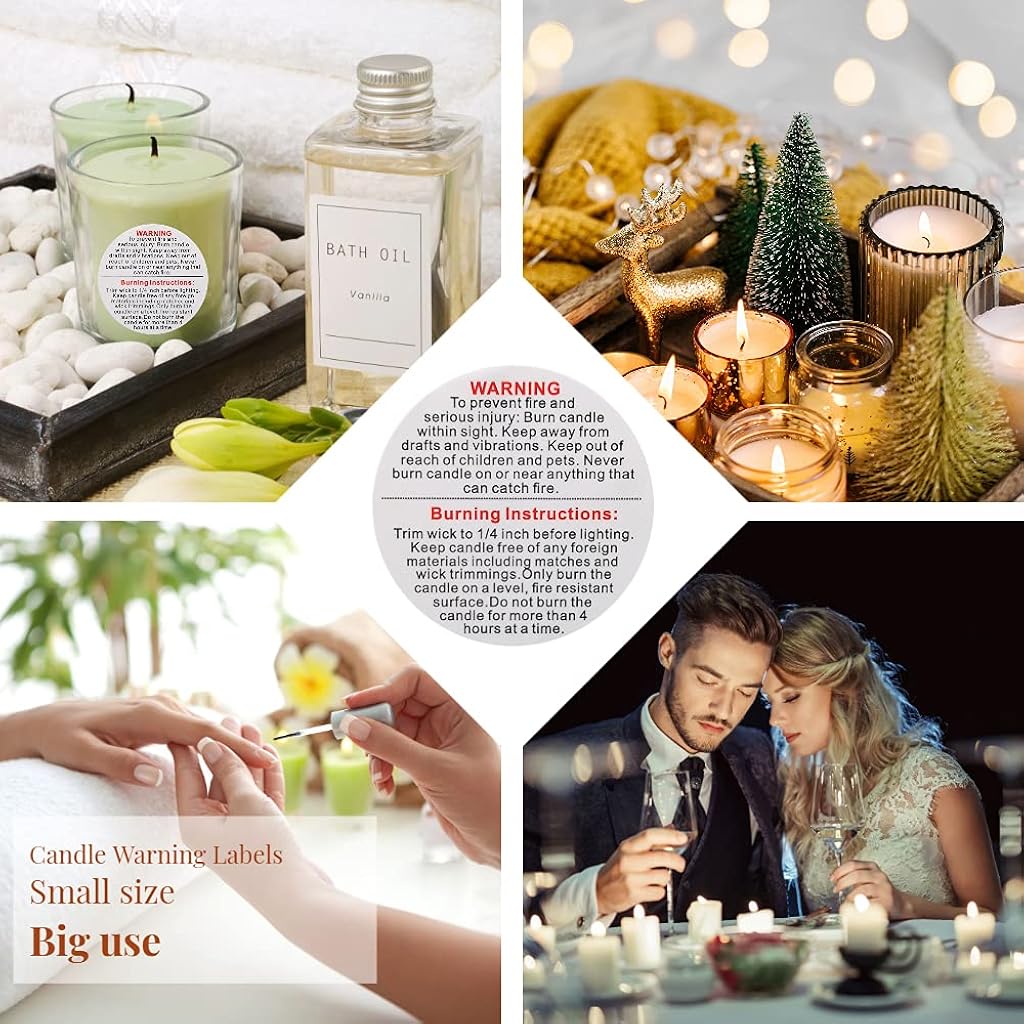 HASTHIP® 500 Sheet Warning Label Sticker for Candle Jar Scented Self-Adhesive Safety 1.5 inch Making DIY Handmade 1500PCS