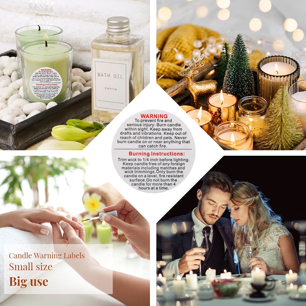 HASTHIP Candle Warning Sticker for Jars and Making | 500 Self-Adhesive Safety Labels