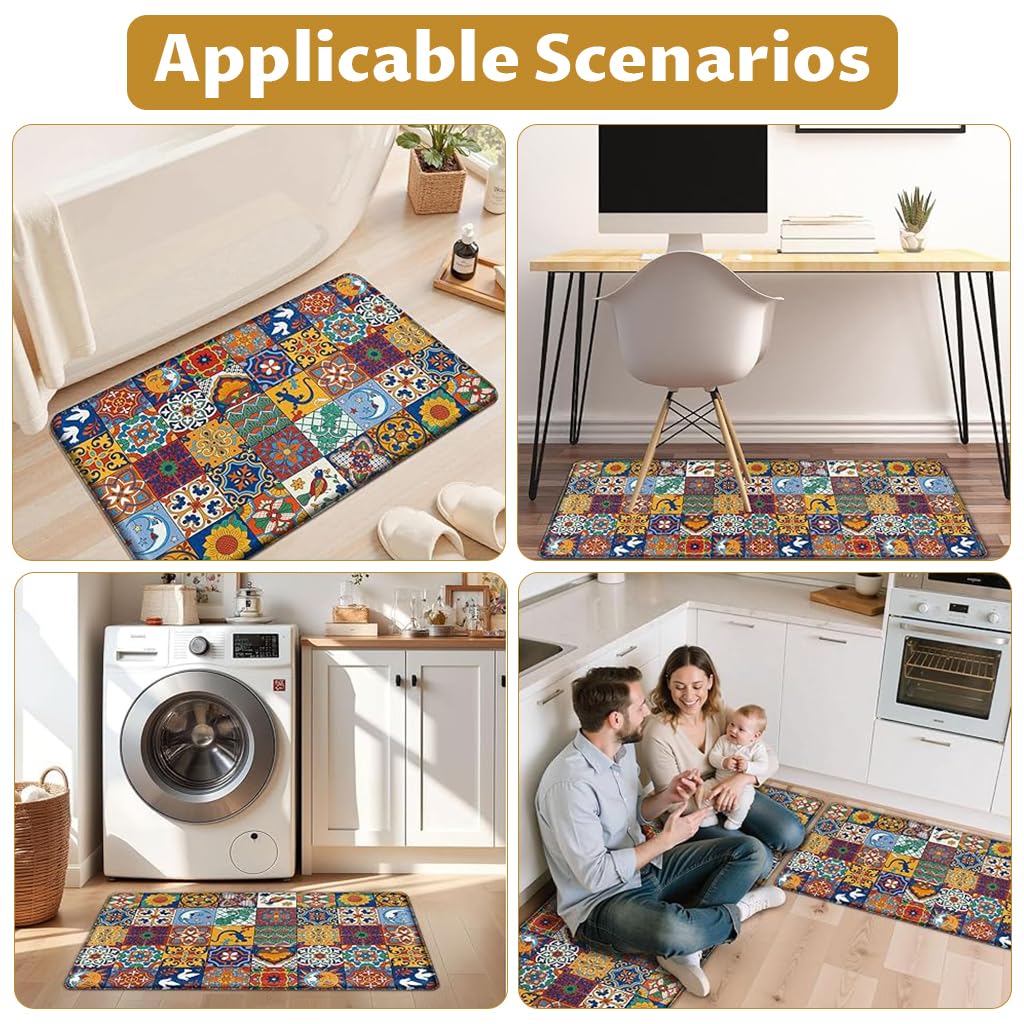 Supvox Kitchen Mats for Floor with Non Slip Backing and Velvet Cushion | Set of 2 40x60cm & 40x120cm