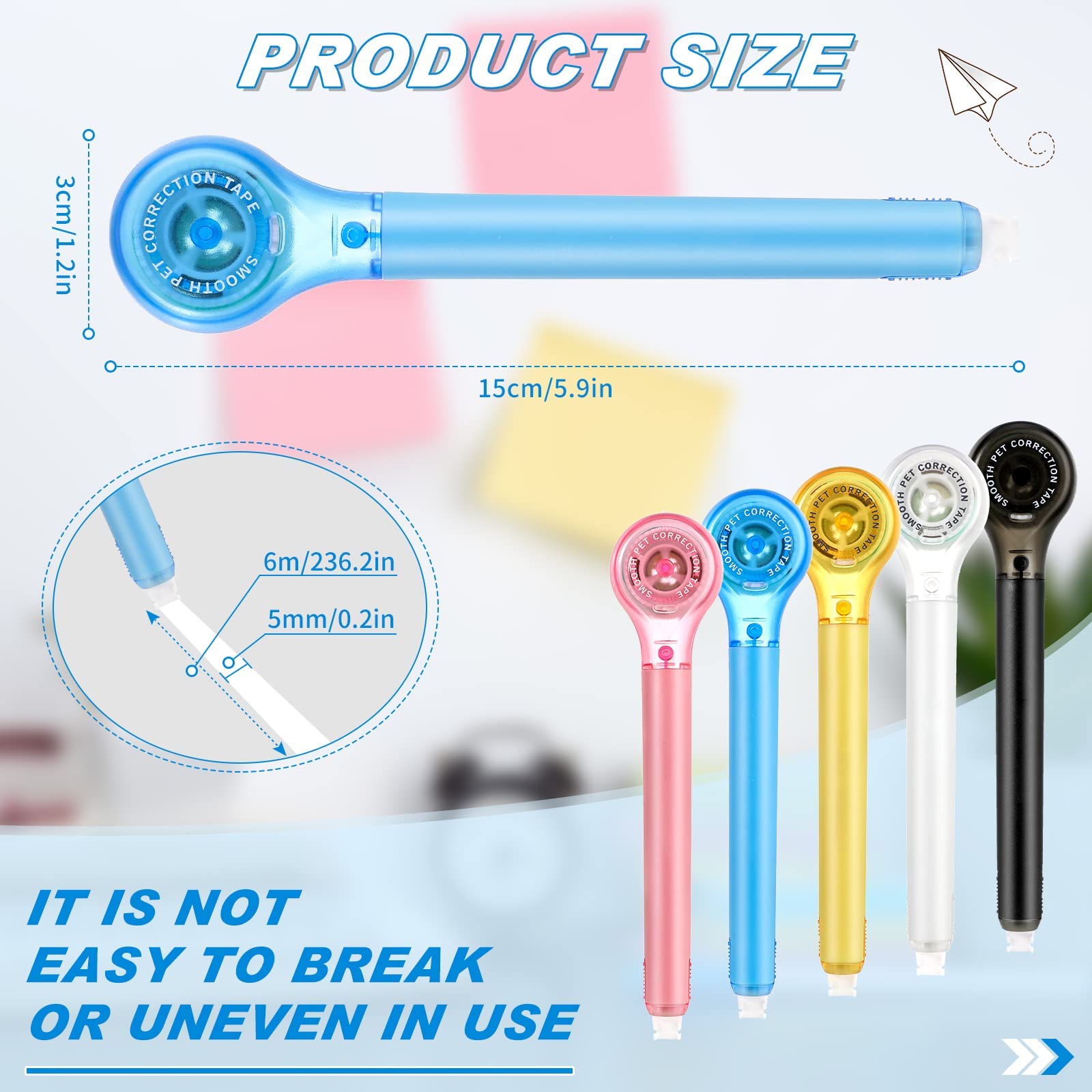 ZIBUYU Correction Tape for School and Office with Bonus Refill | Smooth Blue Design