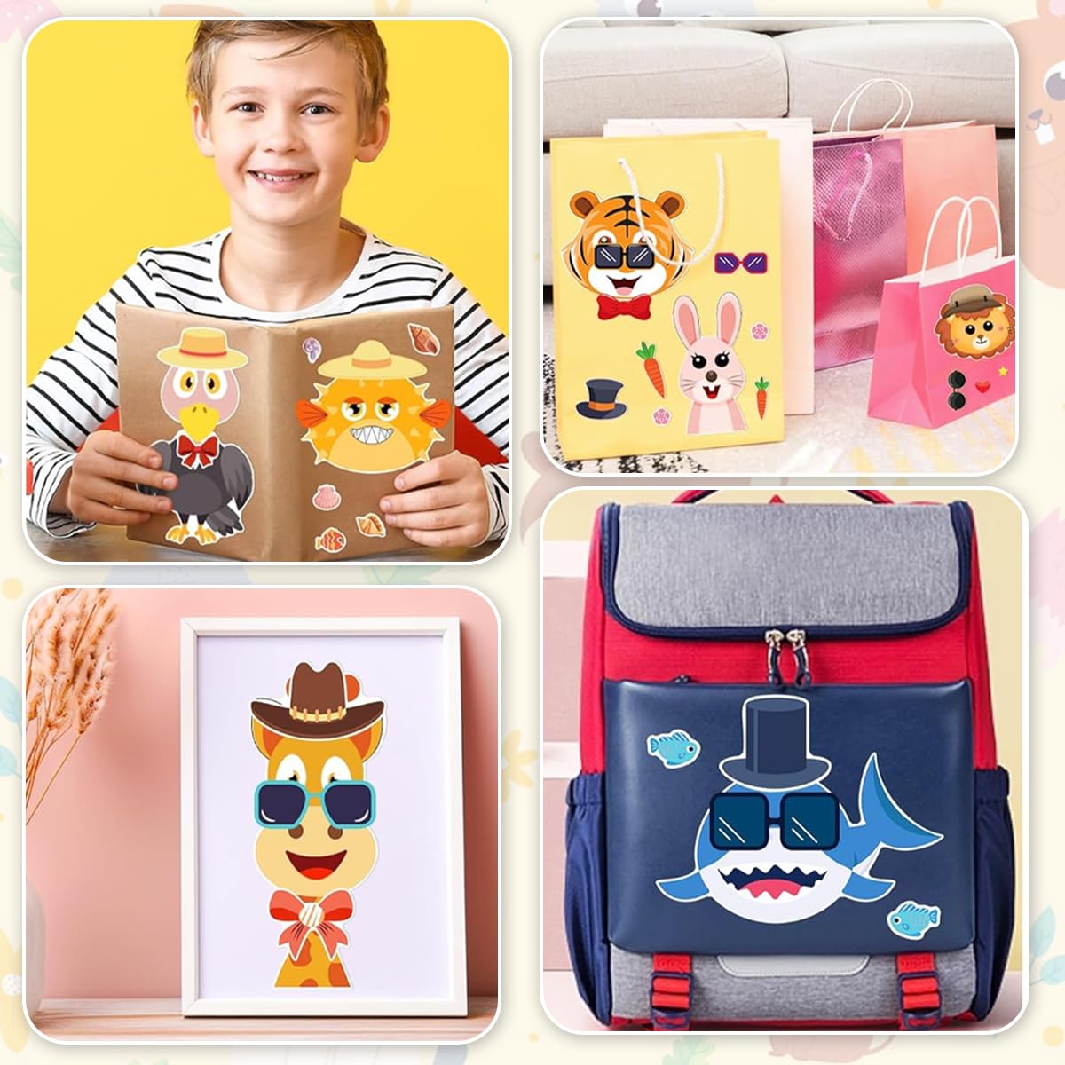 PATPAT DIY Face Stickers Set for Kids with 12 Cartoon Animal Sheets | Fun Emotional Learning Craft