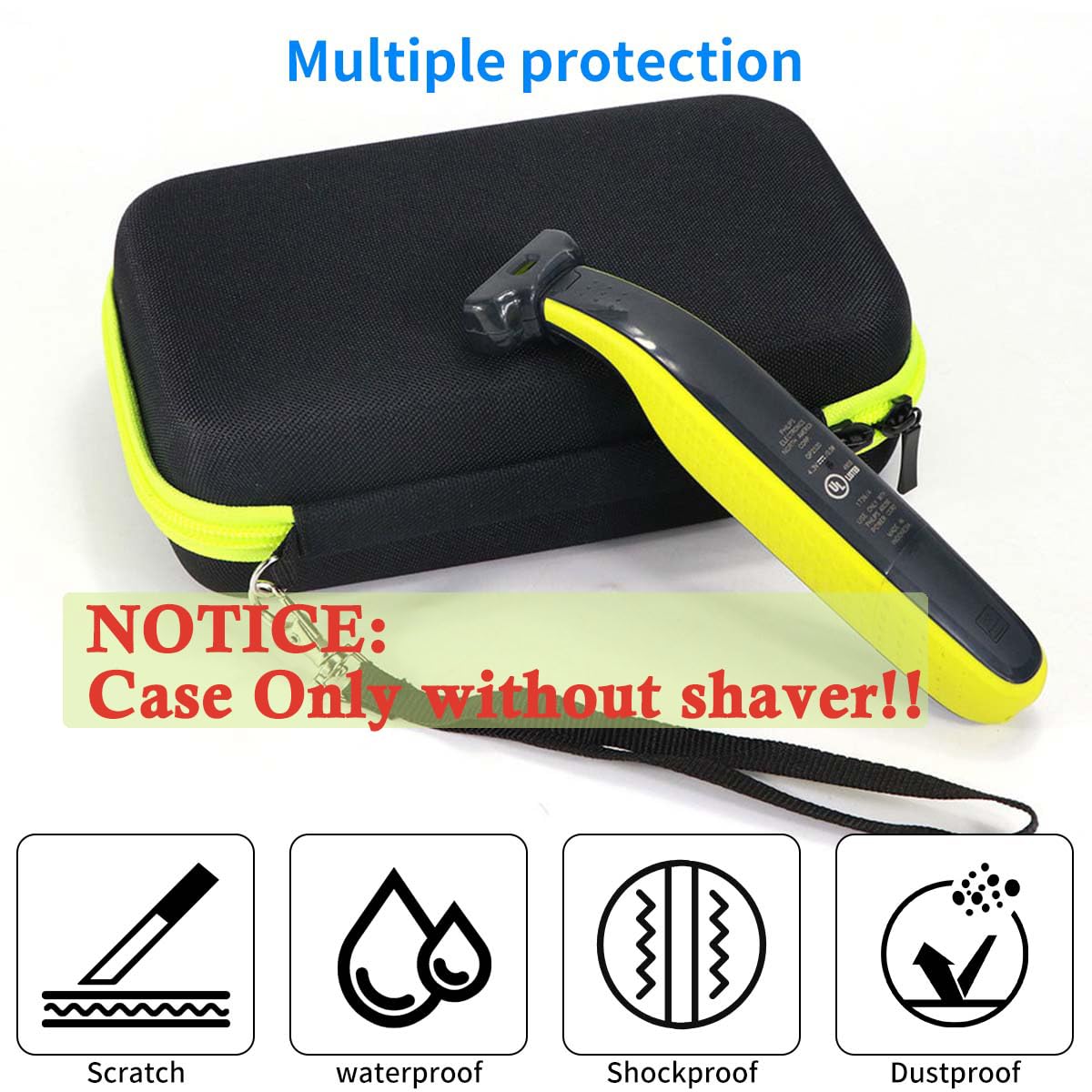 HANNEA Storage Bag for Philips OneBlade QP2520 QP2530 QP2570 with 6 Grooves and EVA Shell | Travel Case 22×12×6 cm