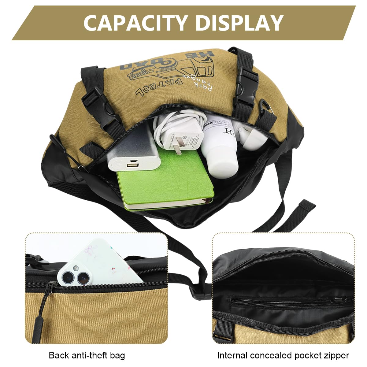 GUSTAVE Crossbody Bag for Daily Travel with Adjustable Strap and Secure Zipper Closure