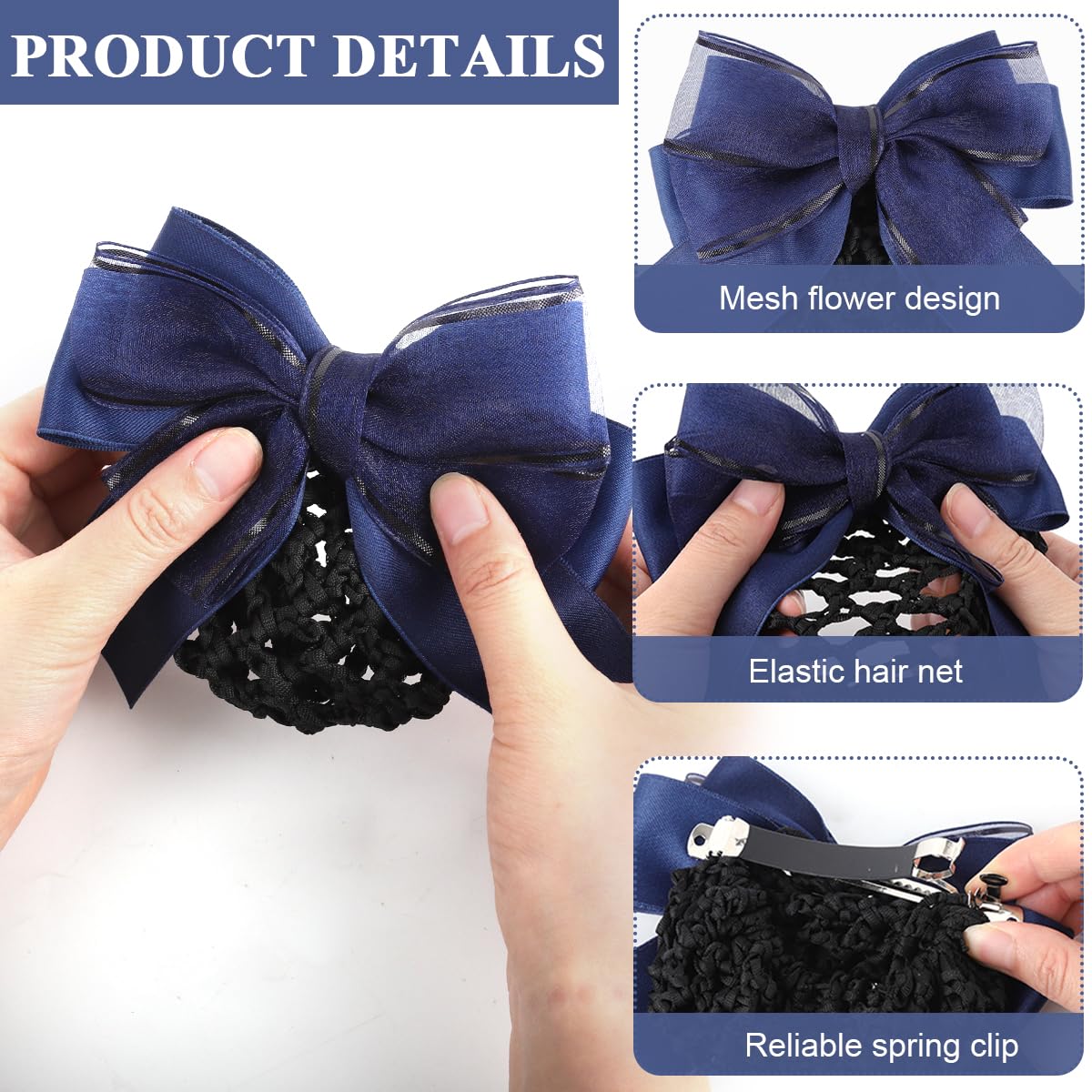 MAYCREATE Hair Buns Clip for Neat Bun Styling with Bow Net Design | Easy Everyday Use