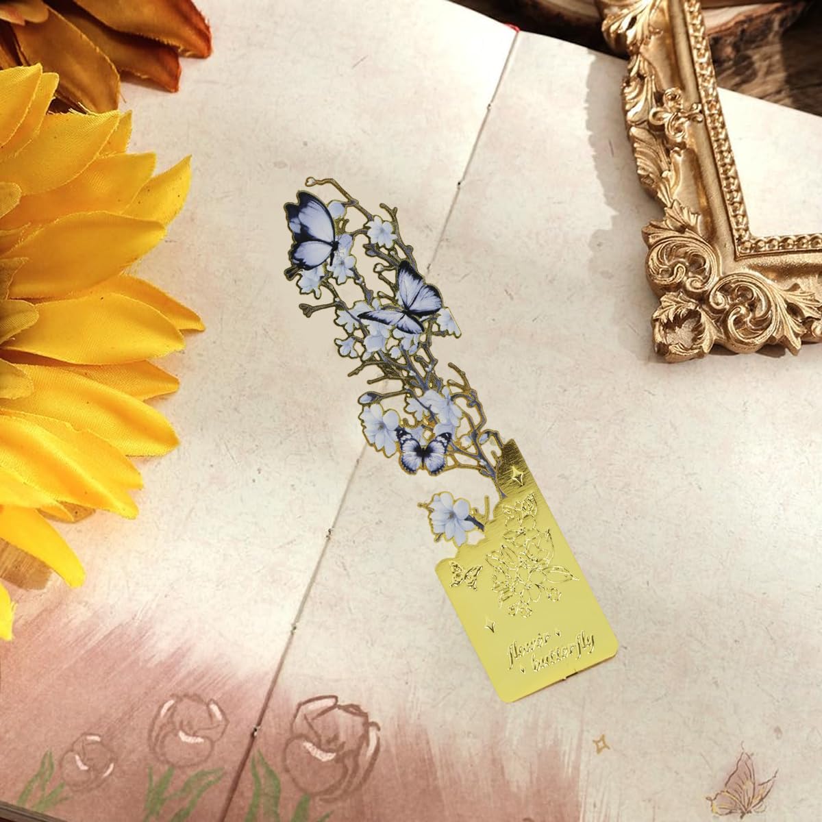 OFIFO Butterfly Metal Bookmark Set of 4 for Books with Cutout Embossed Design | 1x4 in