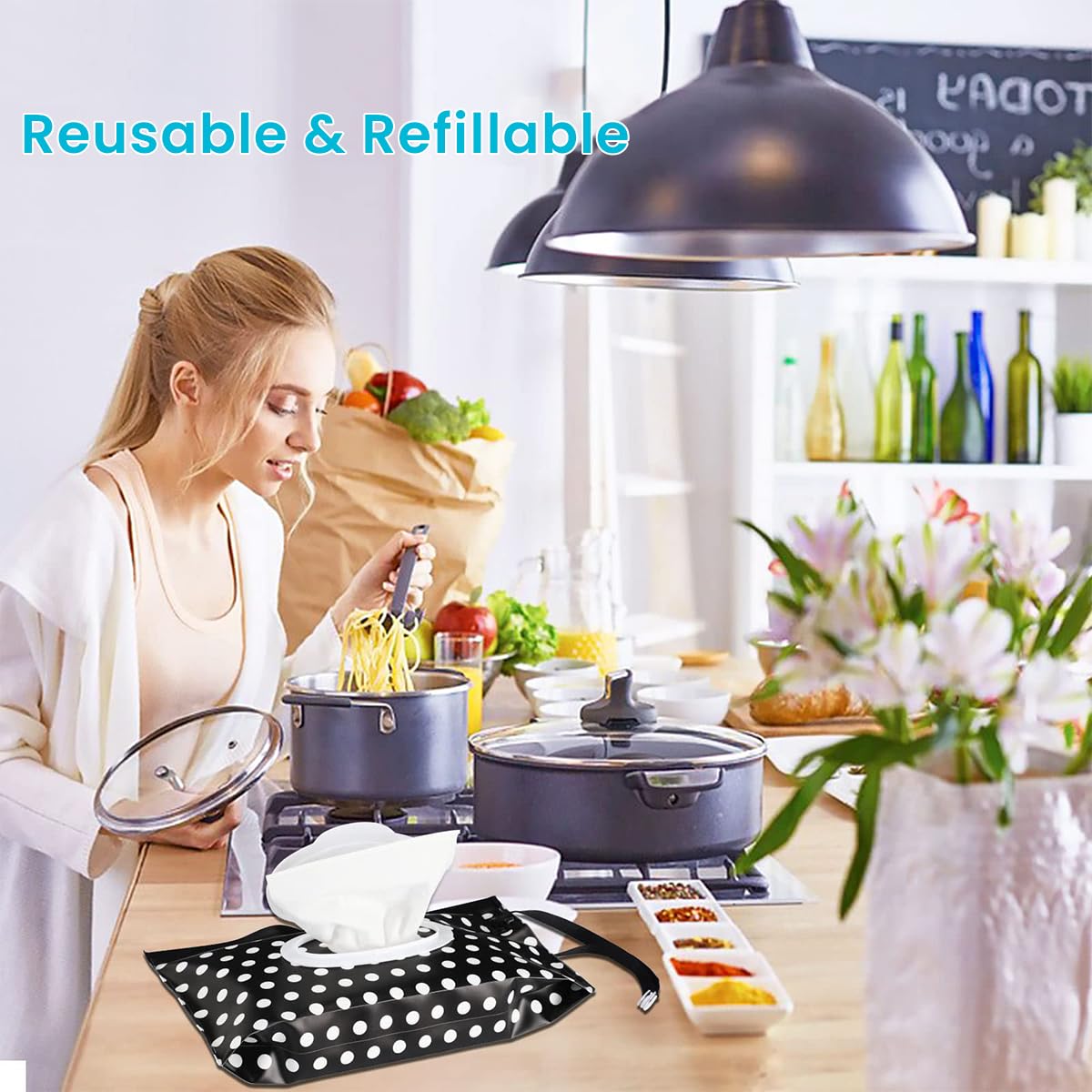 SNOWIE SOFT Baby Wet Wipe Dispenser 4PCS for Travel and Strollers with Ziplock Lid | Portable Refillable Holder