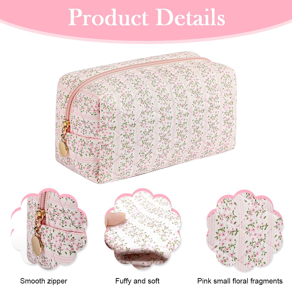 MAYCREATE Makeup Organizer Bag for Travel with Soft Cloth Zipper Design | 20.5x9x9.5cm Pink Set