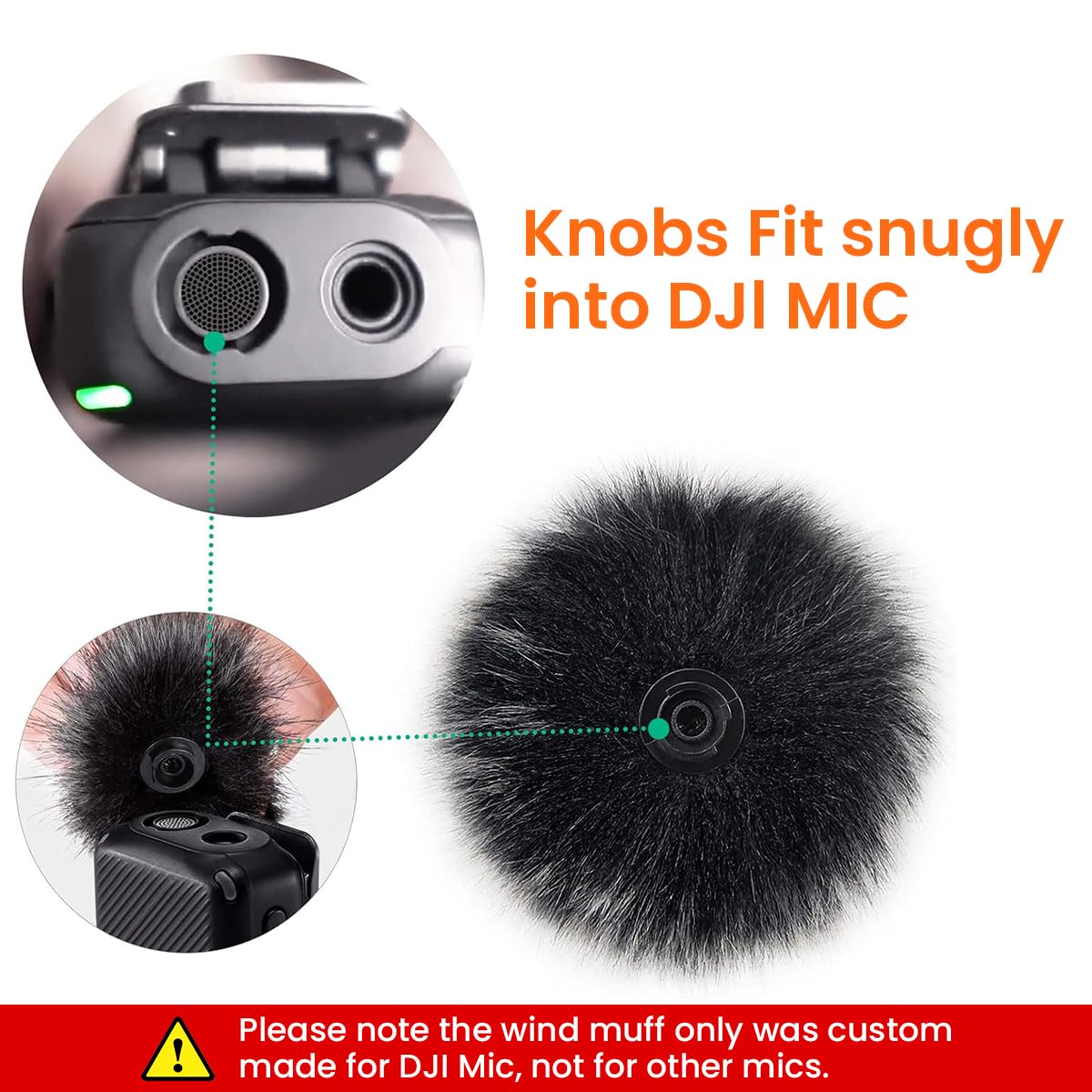 ZORBES Windscreen for DJI MIC 2 Wireless Lavalier Microphone 2 Pack with Threaded Fastener and Soft Artificial Fur Cover
