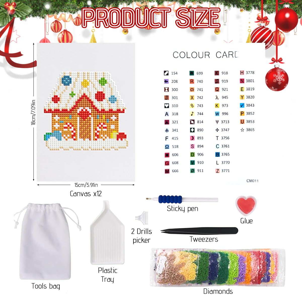 HASTHIP DIY Christmas Diamond Paint Craft Kit with 12 Designs 15x15cm Canvases | Beginner Set