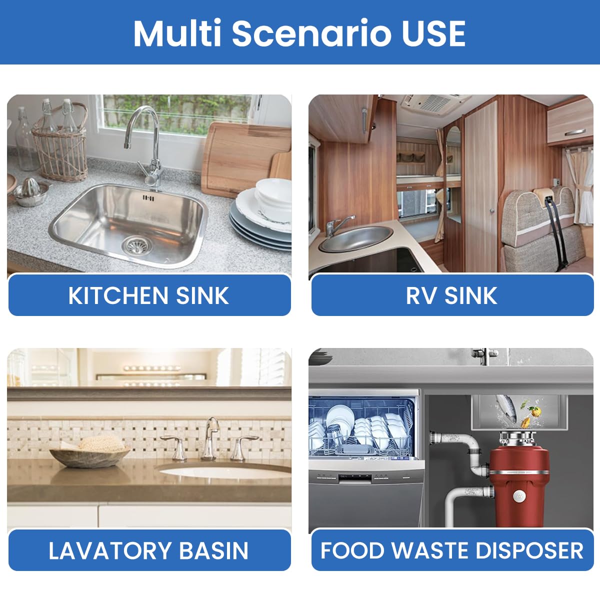 HASTHIP Kitchen Sink Drain Pipe Kit for Home Use with 3.35–4.33 in Flange and U Shaped P Trap
