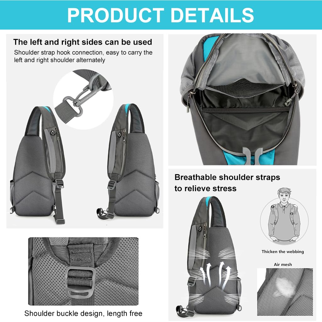 GUSTAVE Chest Bag for Men with Multi Pocket Design and Breathable Strap | 19x11x38cm Waterproof Sling for Hiking and Travel