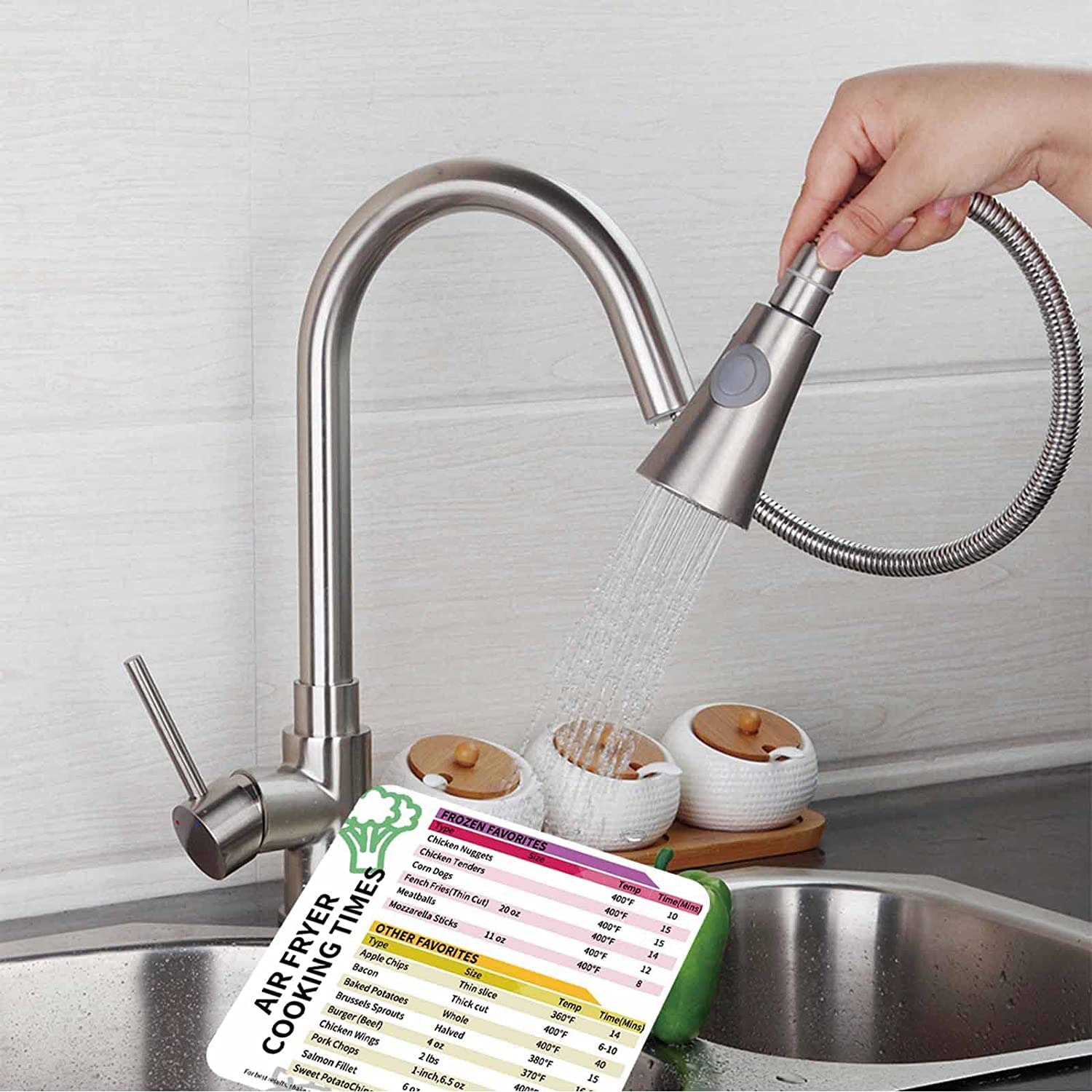 Supvox Air Fryer Magnetic Cheat Sheet for Cooking Times with 2 Sheets 10.5x6.5in | Waterproof