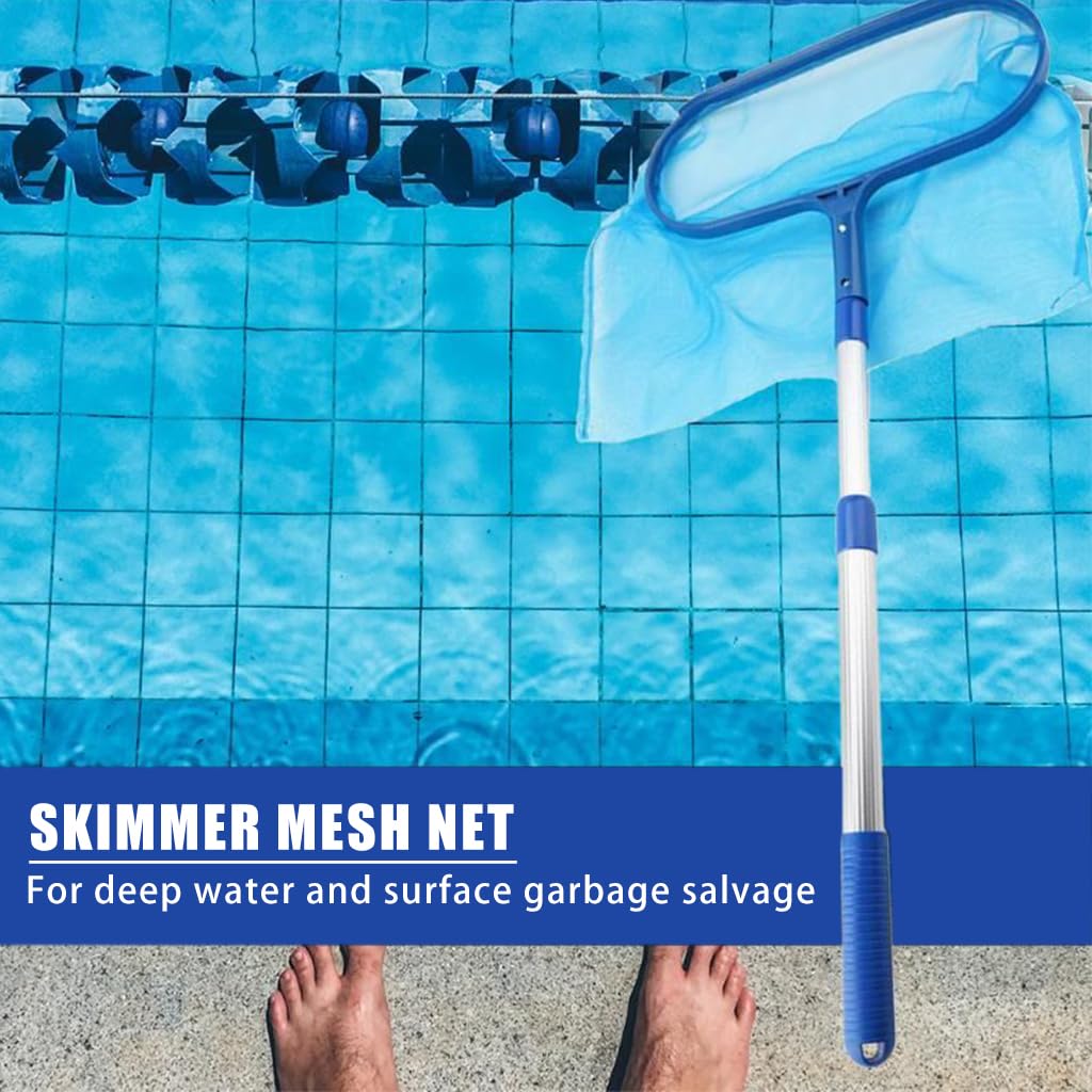 HASTHIP Swimming Pool Cleaning Net for Home with 44–105cm Retractable Handle | Aluminum and Polypropylene Mesh Leaf Skimmer
