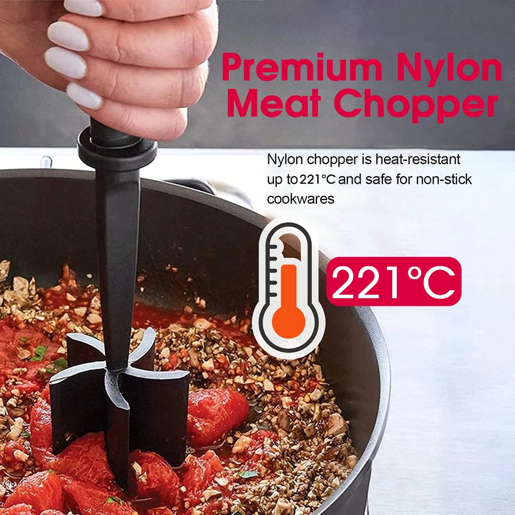 Supvox Meat Hammer for Ground Meat and Cooked Food Mashing with 5 Blades | 11inch Heat Resistant Nylon Tool