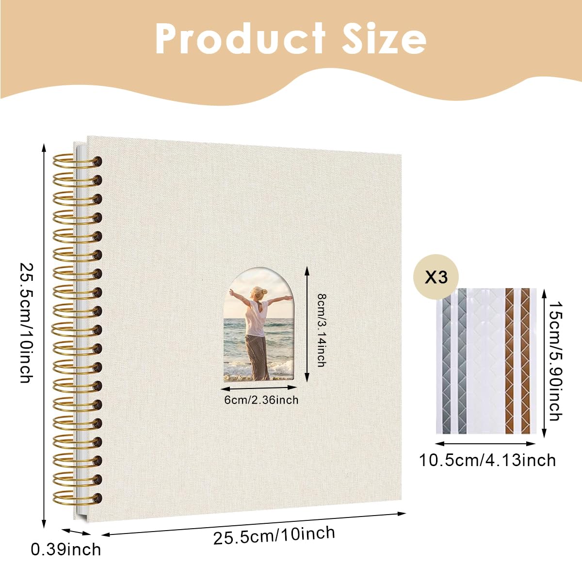 HASTHIP Photo Album Scrapbook for Memories with 40 Blank Pages and Spiral Hardcover | 10 Inch DIY Gift Book