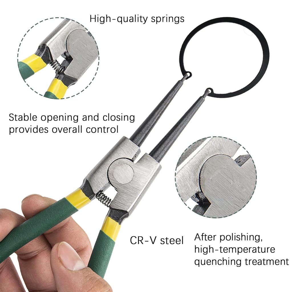 Serplex® 8PCS Snap Ring Pliers Set with Tool Box 7 Inches Straight Tip Circlip & Bent Tip for Install and Remove Circlips Retaining Ring Removal Plier Tools