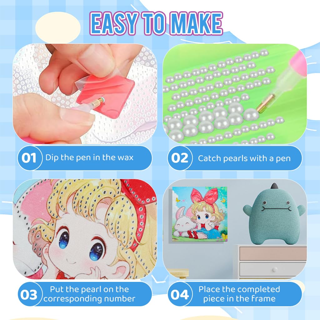 PATPAT Diamond Art Kits for Kids with Pearl Detailing featuring Cute Stitch Design | Fun DIY Craft