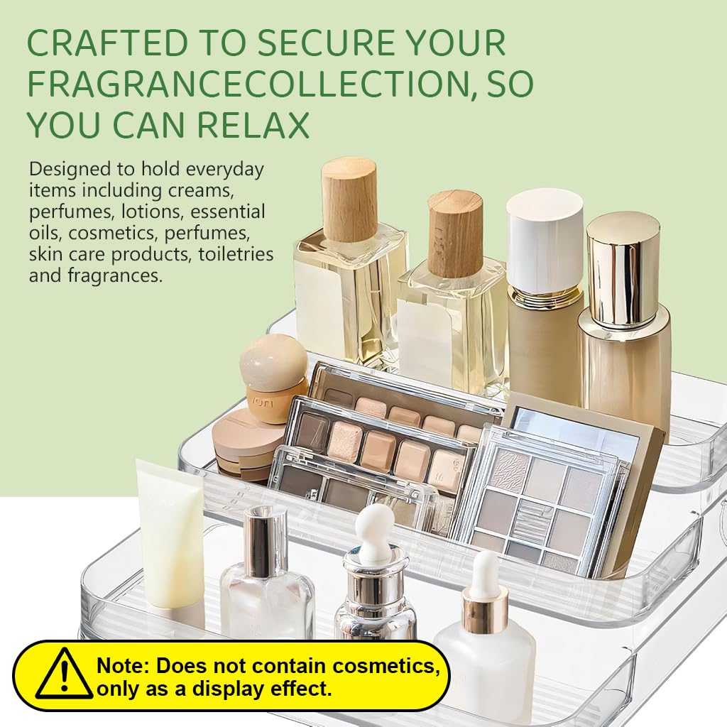 MAYCREATE Perfume Display for Vanity Organization featuring 3 Tier Acrylic Riser Shelf 26.5x24.5x10.5cm