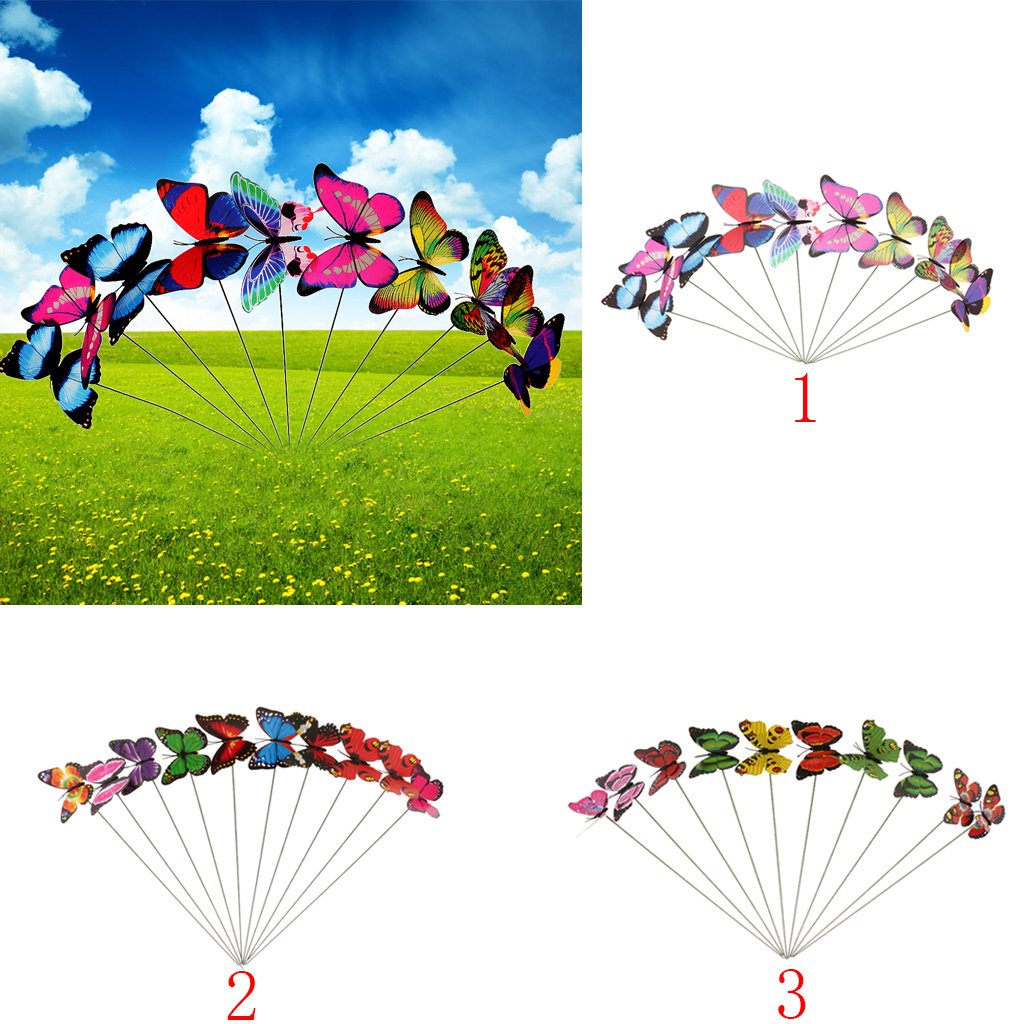 HASTHIP Butterfly Stakes for Garden Decor featuring Spring Sway Design and 10pcs 10in Set | Multi Color PVC Ornaments