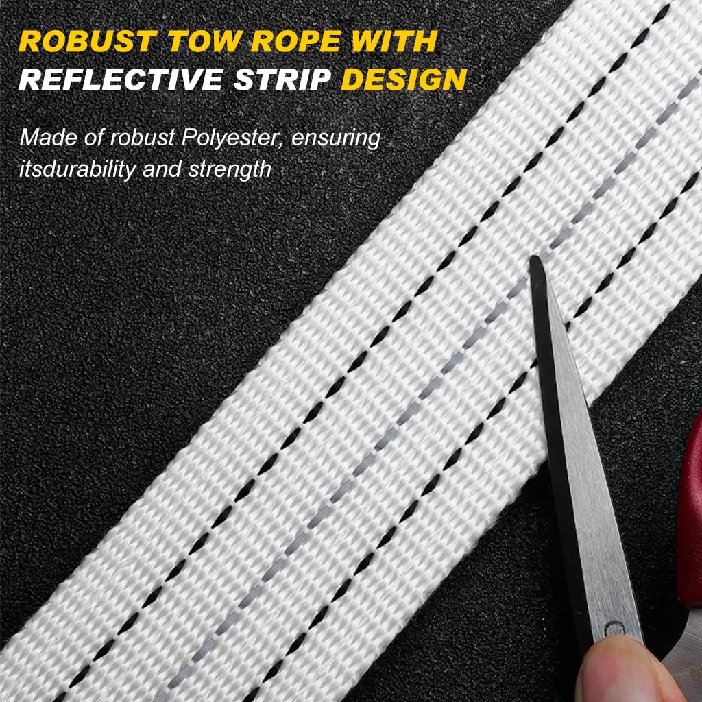 STHIRA Towing Belt for Car and Truck Recovery featuring 13 ft Length with Forged Steel Shackles | 10,000 lb Polyester Rope