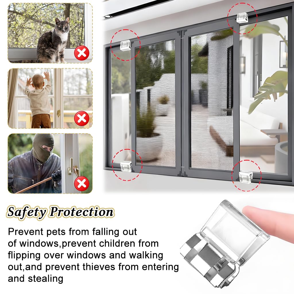 HASTHIP Sliding Window Track Stopper Clips for Child Safety with Screw Lock | 10Pcs PP and Metal