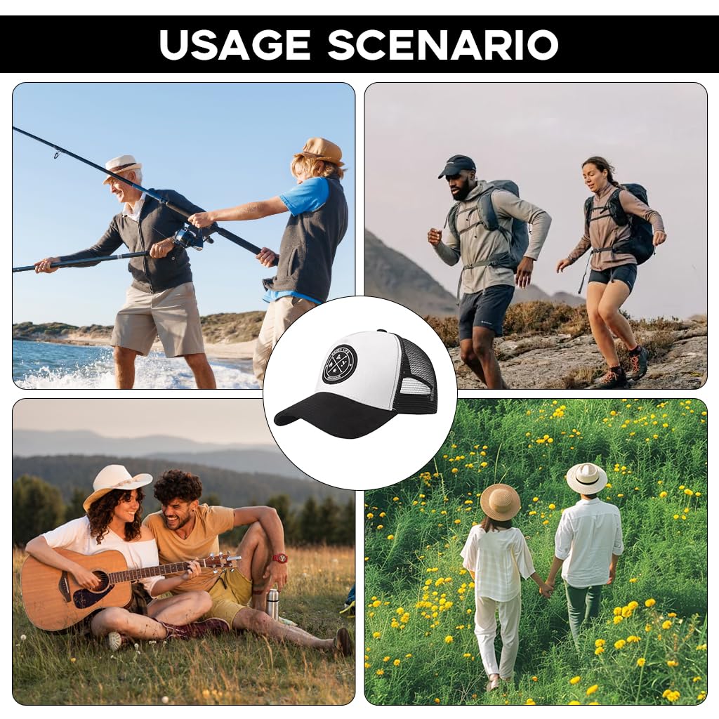 PROBEROS Mens Sun Cap for Hiking and Fishing with Mesh Design | 2PCS Black and White