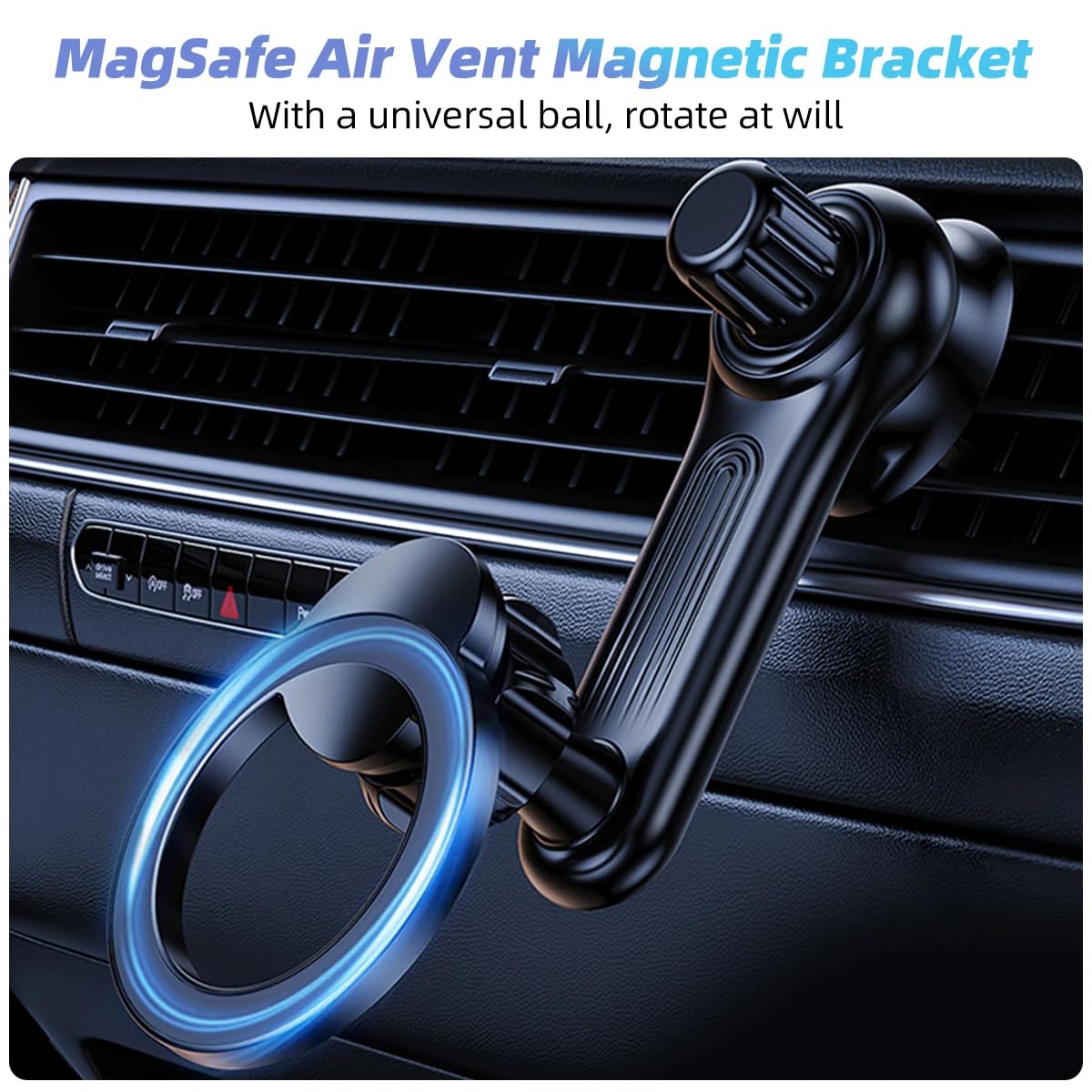 STHIRA Car Mobile Holder for MagSafe with 360° Rotatable Arm and Enhanced Steel Hook | Universal Vent Mount for iPhone 15 to 12