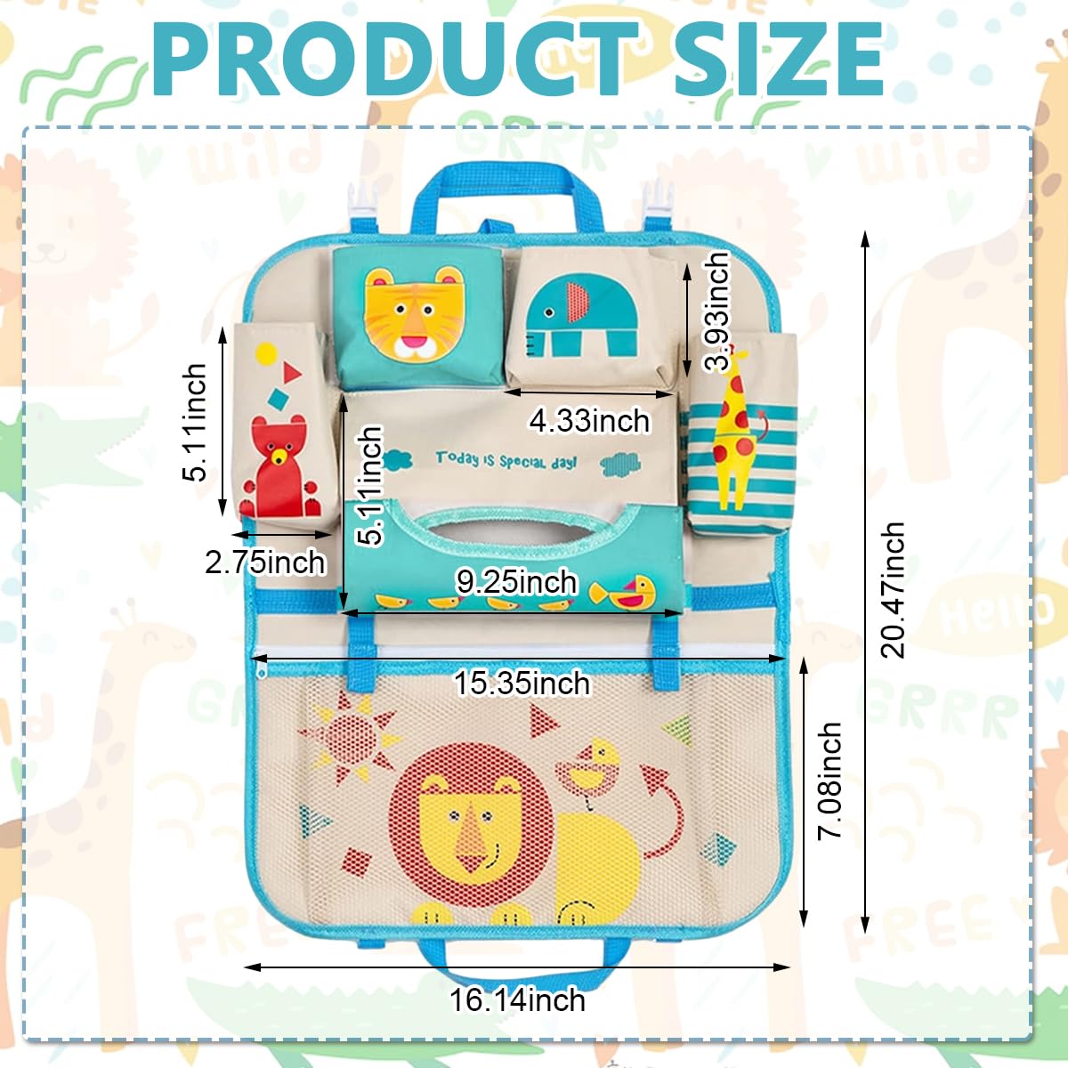 STHIRA Car Back Seat Organizer for Auto Storage with Multi Pockets and 43 x 53cm Oxford Fabric | Kids and Family Use