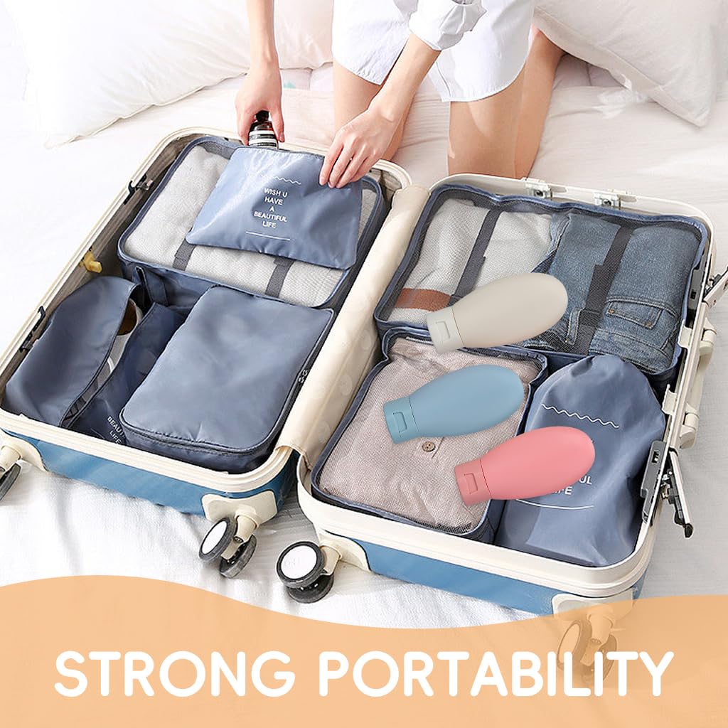 ZIBUYU Travel Bottles for Lotion and Shampoo with Leakproof Flip-up Lid 6Pcs 60ml Soft PE