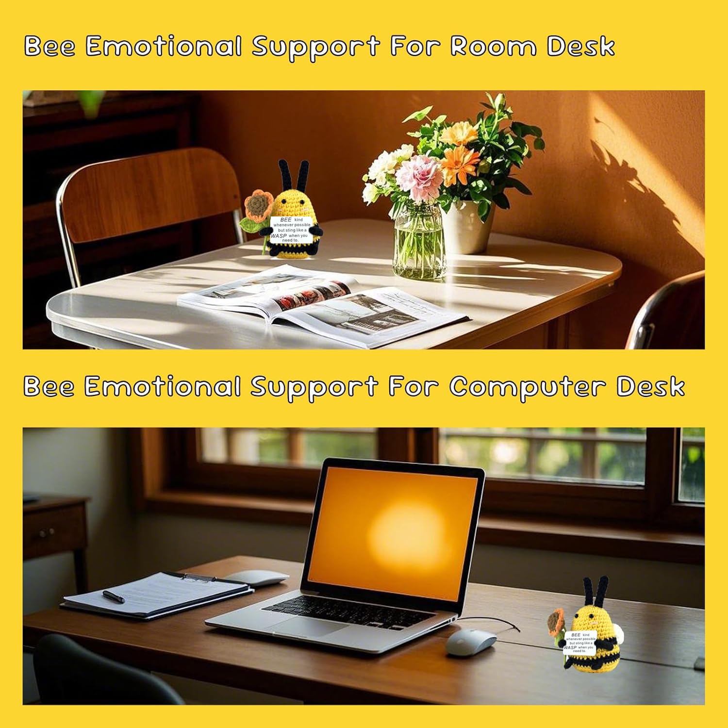 PATPAT Motivational Desk Decor for Office with Handcrafted Crochet Doll and Positivity Card | Kawaii Gift