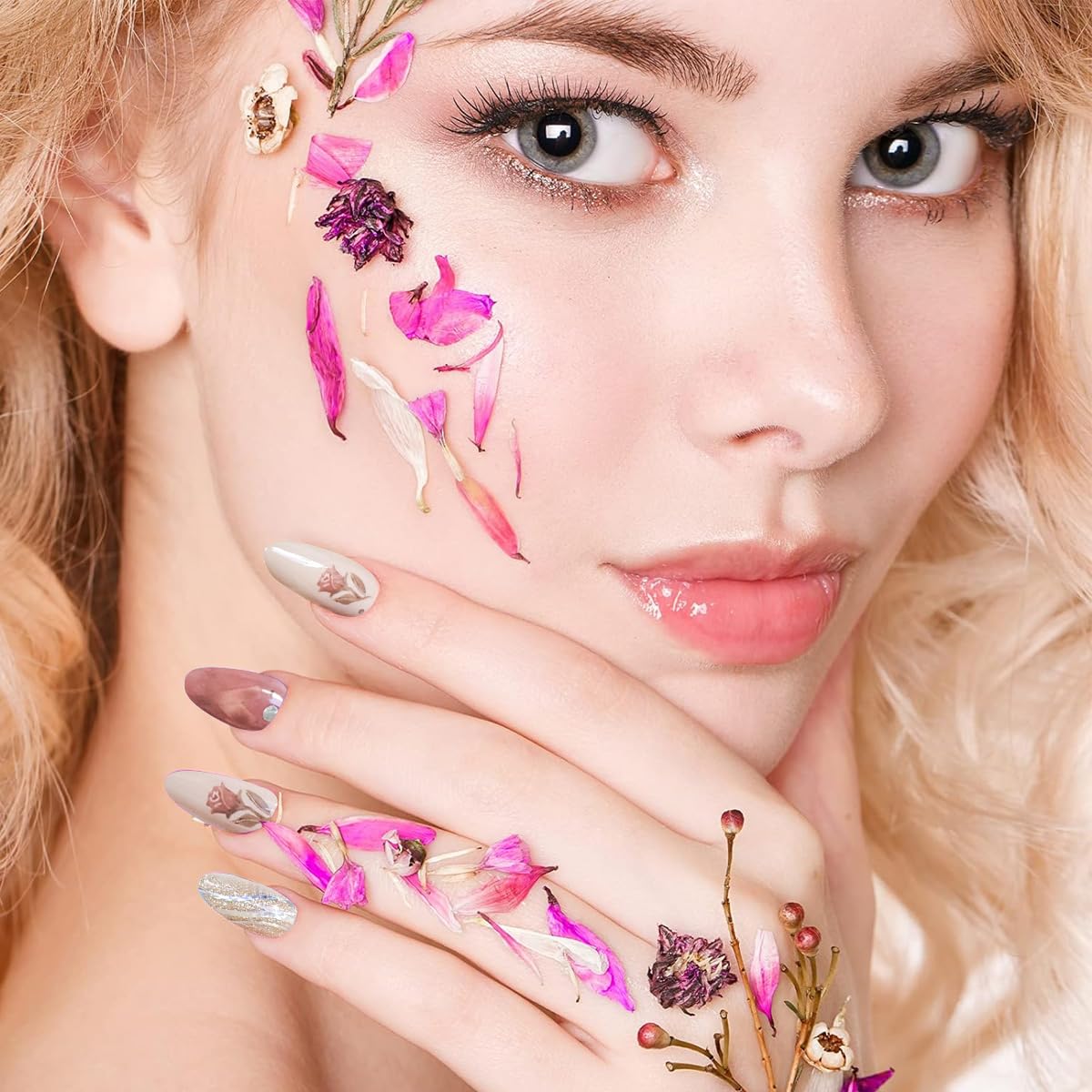 MAYCREATE Full Nail Wraps for DIY Nail Art with 56 Self Adhesive Decals | 4 Design Set