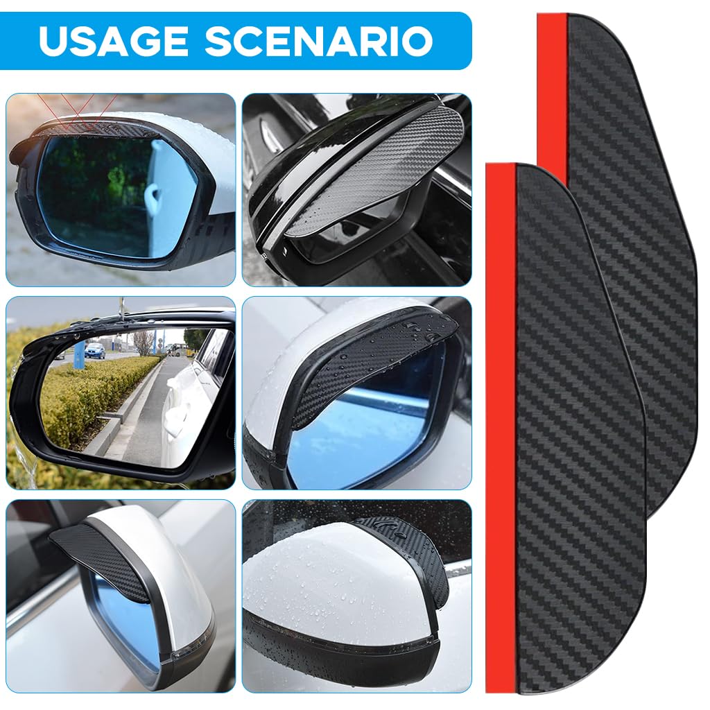 ZIBUYU Car Mirror Rain Protector for Clear Rearview with 16.5×5.5cm PVC Covers | Black