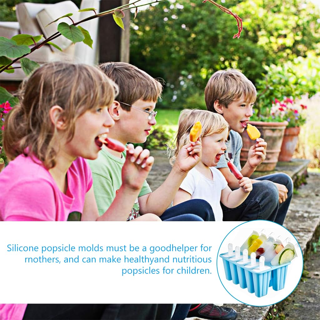 HASTHIP Popsicle Molds for Homemade Ice Pops with 10 Cavities and Flexible Silicone | Includes Funnel and Cleaning Brush