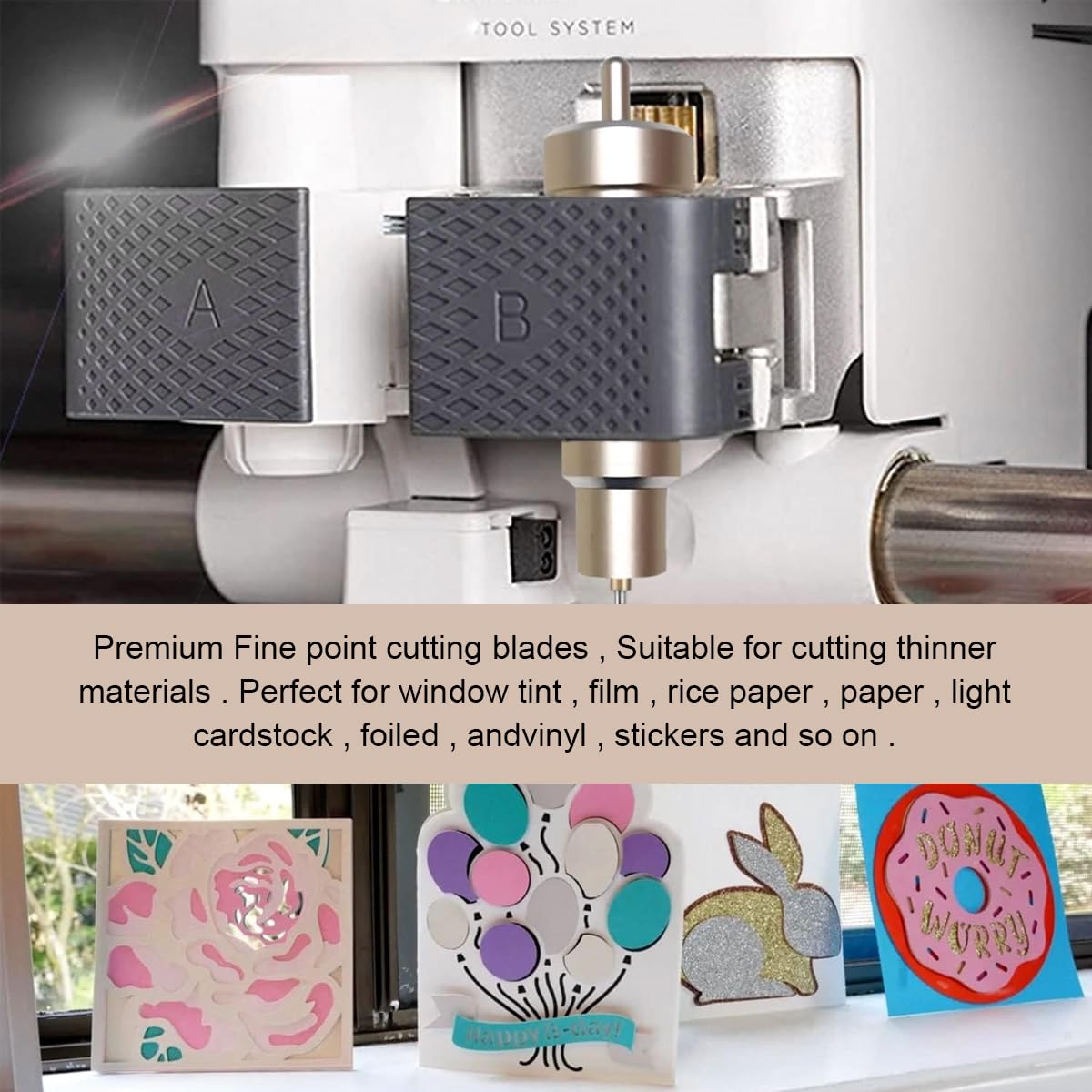 HASTHIP Engraver Blade for Cricut Maker and Explore Machines with 6 Piece Fine Point Set featuring Carbide Construction and Rubber Sleeve Safety Design