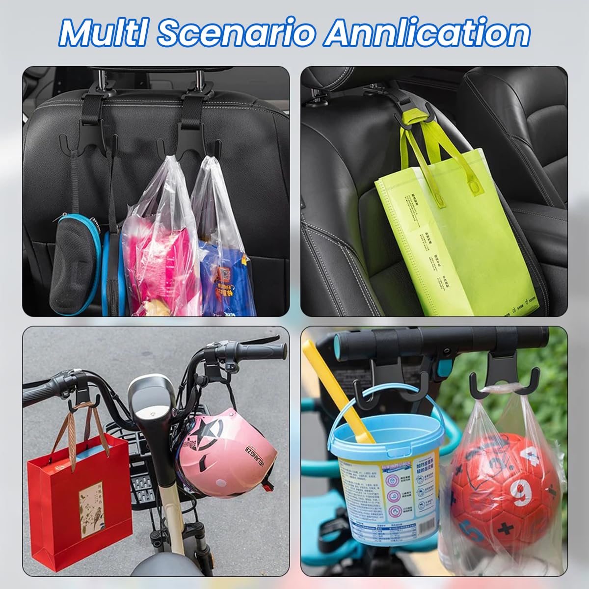 STHIRA Car Headrest Hook for Handbags and Backpacks featuring 2pcs Dual-Grip Design | Plastic Universal Organizer