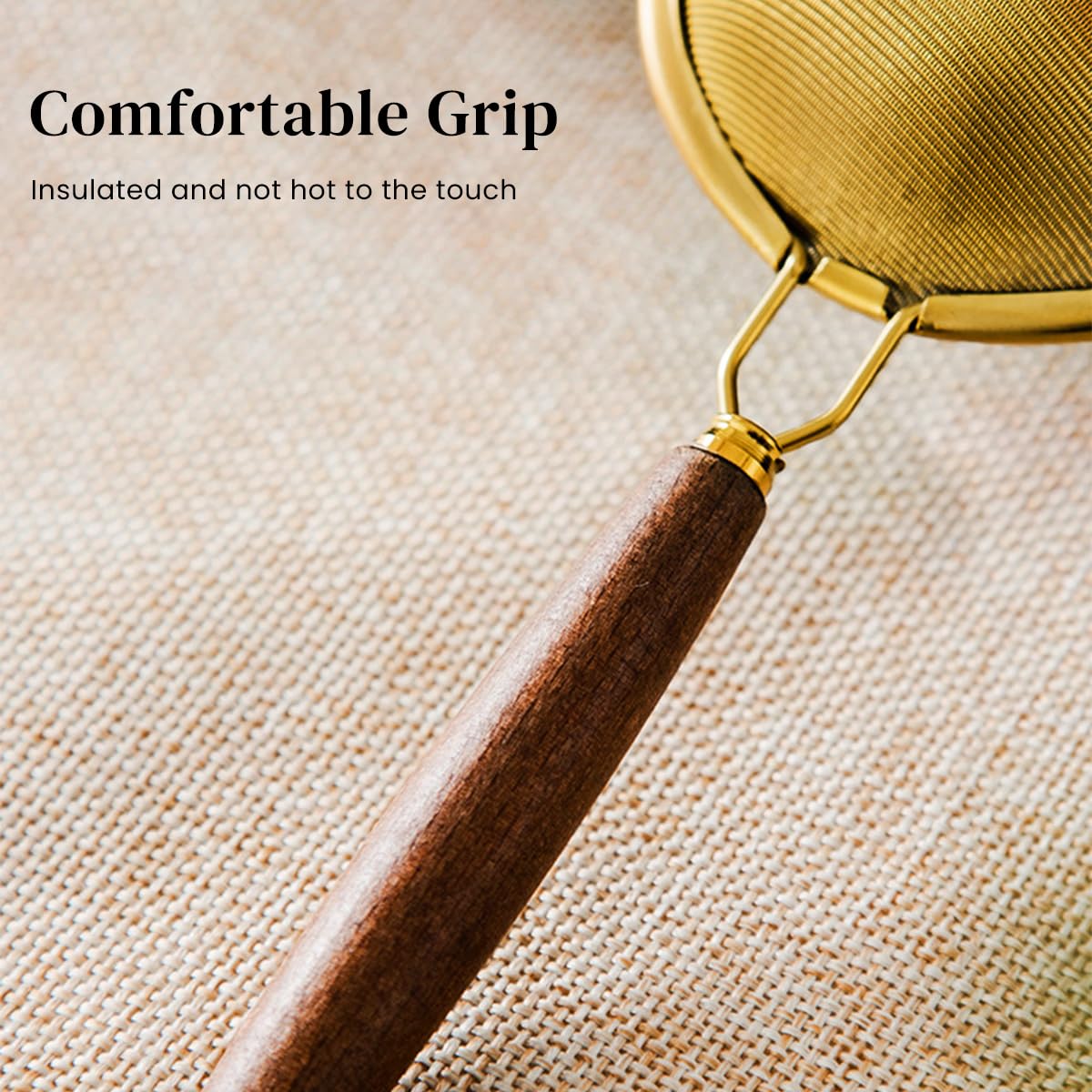 Supvox Mesh Strainer for Loose Tea and Kitchen Use featuring Wooden Handle and 6.57 in Fine Stainless Steel Mesh