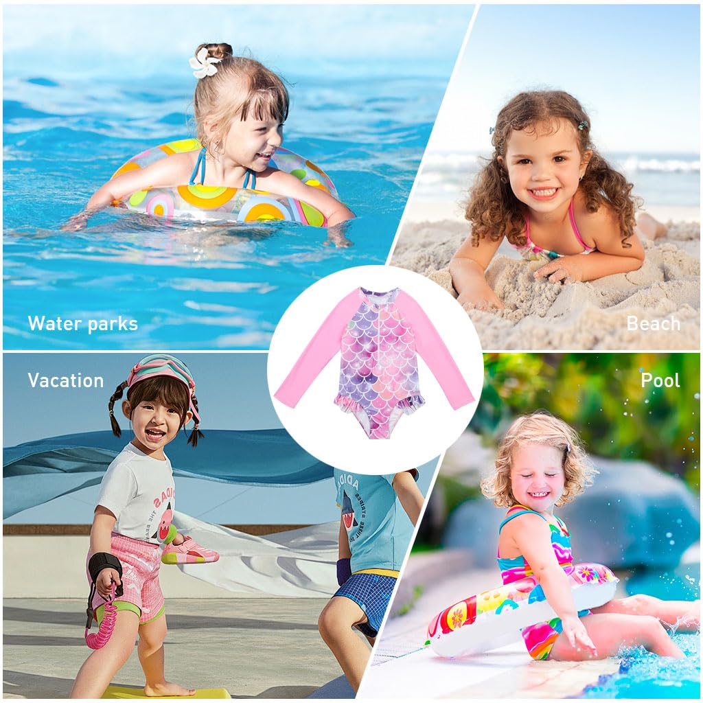 SNOWIE SOFT® Mermaid Tail Swimming Costume For Kids Girls, UPF 50+ Swim Suit For Kids Girls Cute Swimsuit For Girls Princess Swimwear Costume Bathing Bikini Suit For Girls 80-90 Cm 12-15 Months Old