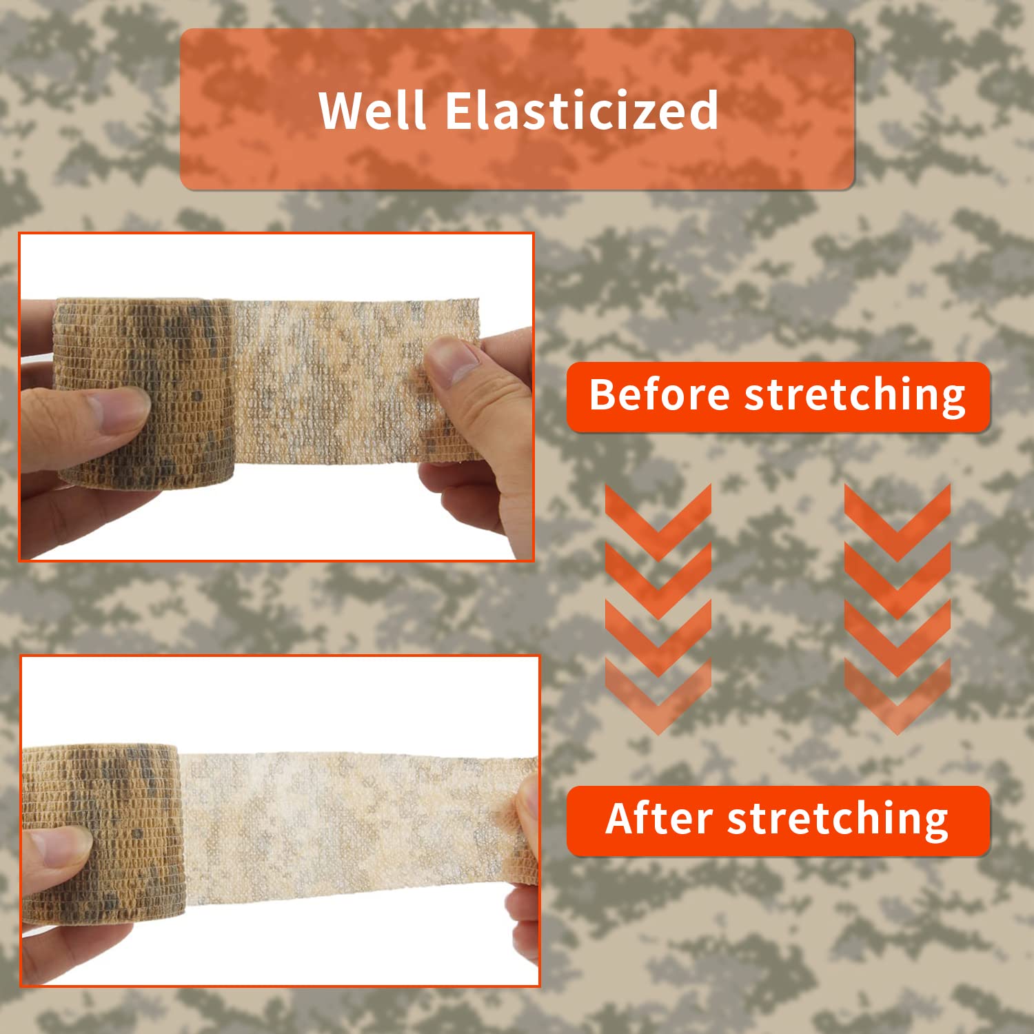 ELEPHANTBOAT Self Adhesive Crepe Bandage for Ankle and Wrist with 6 Rolls 2 in x 14.76 ft | Breathable Non Woven Wrap