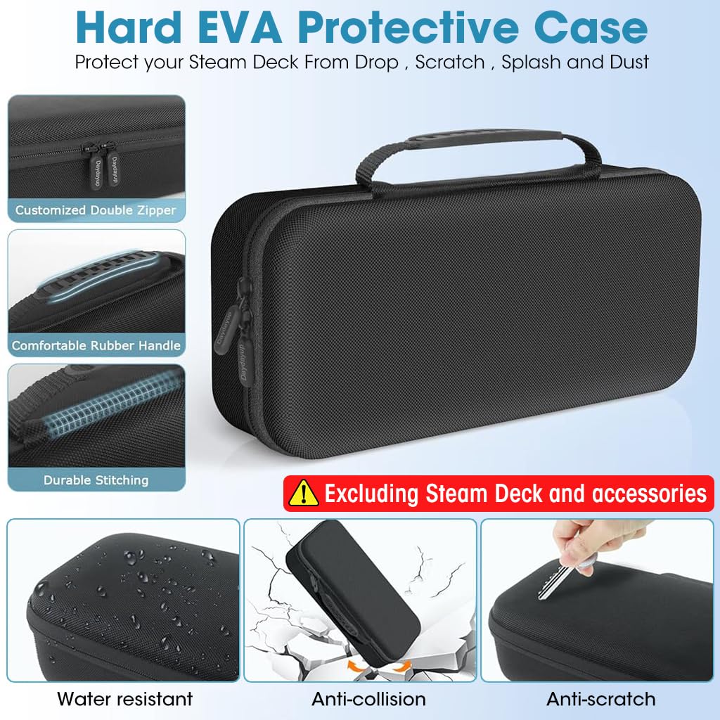 Steam Deck Carrying Case for Travel with Hard EVA Shell and 10 SD Card Slots | 32×14×9 cm