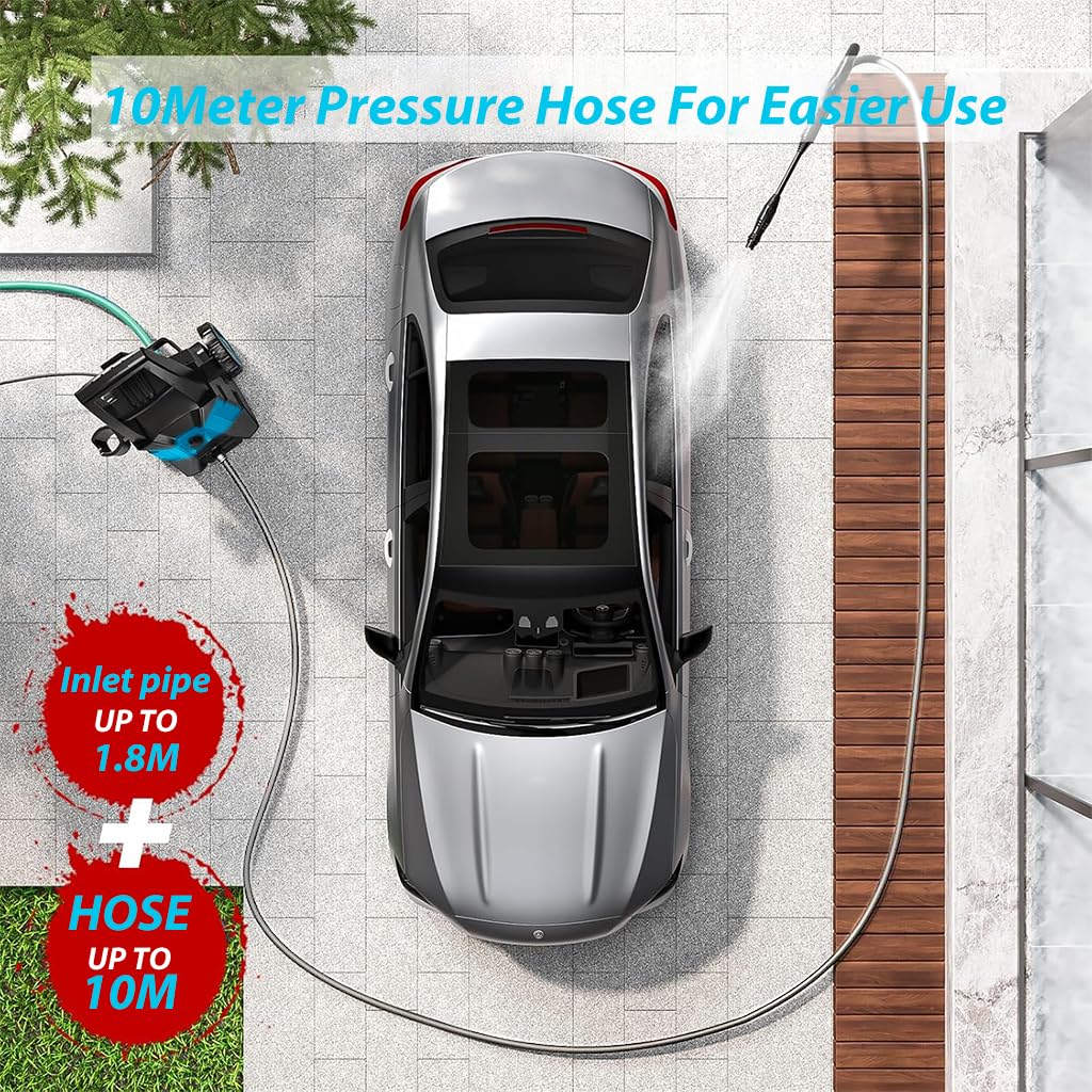 HASTHIP Electric Pressure Washer for Car and Bike with 3000W Motor and 10m Pipe | 150 Bar High Power Cleaning